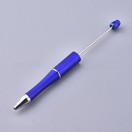 プラスチック製のビーズのペン  プレスボールペン  DIYペンの装飾用  ブルー  144x12mm  中棒：2mm X-AJEW-L082-A07-1