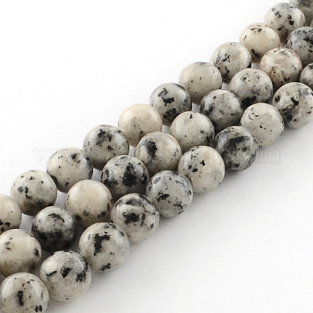Brins de perles rondes en jaspe sésame naturel teint G-R342-6mm-15-1
