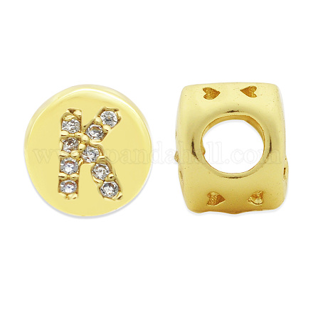 Perle di zirconi cubici trasparenti in micro pavè di ottone KK-T030-LA843-KX3-1