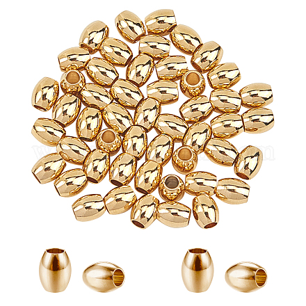 Unicraftale 50 Stück Barrel lose Perlen goldene Metallperlen Edelstahlperlen 4 mm Mini-Armband Perlen 2 mm Loch Abstandsperlen für Schmuck machen Zubehörse DIY STAS-UN0005-06G-1