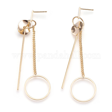 Brass Dangle Stud Earrings EJEW-F169-13G-NF-1
