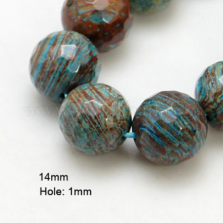 Natural Chrysocolla Beads Strands G-G099-F14mm-35-1