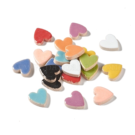 Cabujones de porcelana de azulejos de mosaico de corazón DIY-P045-10-1