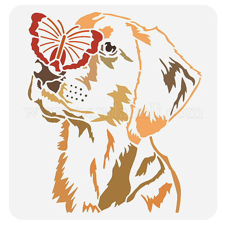FINGERINSPIRE Labrador Dog Stencil 11.8x11.8 inch Butterfly Stencils Template Plastic Dog Butterfly Pattern Stencil Large Reusable Labrador Stencils for DIY Painting Home Wall Furniture Decor DIY-WH0383-0090-1