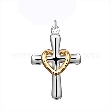 Латунь сердце и крест подвески KK-BB11621-1