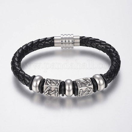Braided Leather Cord Bracelets BJEW-H560-23-1