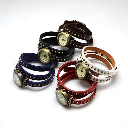 Fashionable Wrap Style Leather Roman Numeral watch Bracelets WACH-M054-M-1