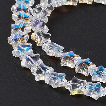 Transparentes perles de verre de galvanoplastie brins X-EGLA-E030-01J-1