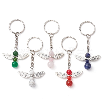 Porte-clés en alliage d'ange avec pendentifs gemstomes KEYC-JKC00572-1