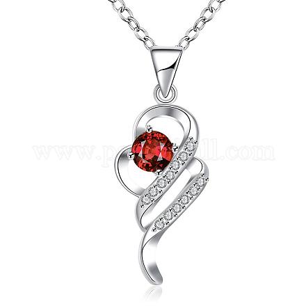 Silver Plated Brass Cubic Zirconia Heart Pendant Necklaces For Women NJEW-BB06866-A-1