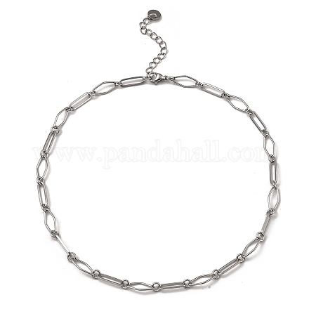 304 collar de cadena de eslabones ovalados y rombos de acero inoxidable BJEW-B072-03P-1