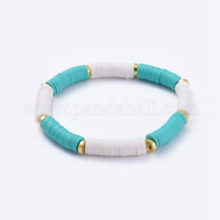 Handmade Polymer Clay Heishi Beads Stretch Bracelets BJEW-JB05091-03-1