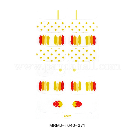 Autocollants d'enveloppes d'ongles à couverture complète de style fraise à pois MRMJ-T040-271-1