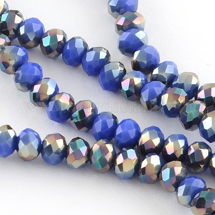 Electroplate Glass Faceted Rondelle Bead Strands X-EGLA-Q054-4mm-03-1