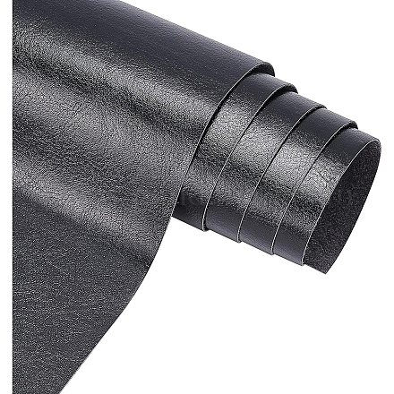 Cuir pu benecreat (33cm x 140cm) rouleau de cuir noir simili cuir synthétique de couleur unie pour habiller couture artisanat - noir DIY-WH0199-02A-1