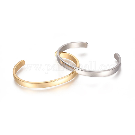 304 Stainless Steel Cuff Bangles STAS-I110-10-6mm-1