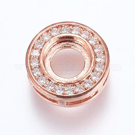 Brass Micro Pave Cubic Zirconia Cabochon Connector Open Back Settings ZIRC-G116-20RG-1