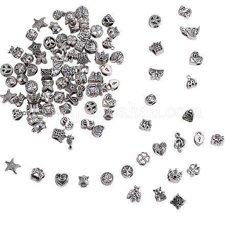 120 pièces 40 styles de perles européennes en alliage de style tibétain TIBE-SZ0001-03-1