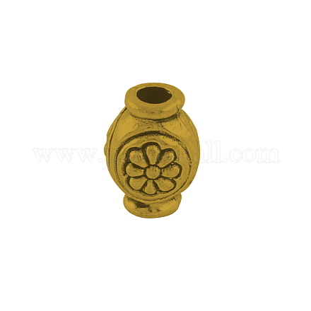 Tibetan Style Alloy Barrel Hammered Flower Beads TIBEB-5982-AG-FF-1