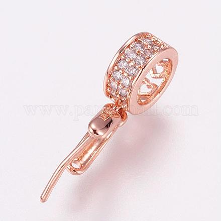 Brass Micro Pave Cubic Zirconia Ice Pick and Pinch Bails KK-G318-08RG-1