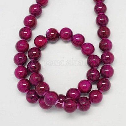 Painted Glass Round Beads Strand X-DGLA-R005-4mm-12-1
