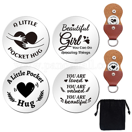 Globleland Encouragement To Daughter Theme Flat Round Double-Sided Engraved Stainless Steel Commemorative Decision Maker Coin Set AJEW-GL0001-63-001-1