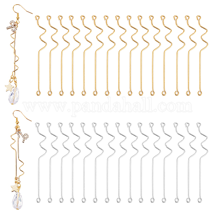 PandaHall Elite 60Pcs 2 Colors Brass Earring Double Sided Eye Pins FIND-PH0005-04-1