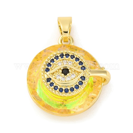 Латунные подвески с фианитом и стеклом KK-D536-21G-03-1