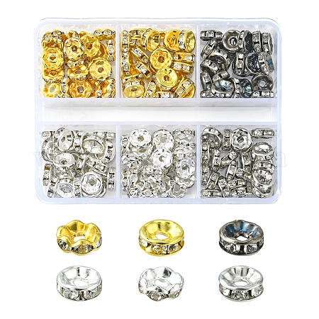 Wholesale 150Pcs 6 Styles Iron Rhinestone Spacer Beads 