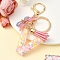 Resin & Acrylic & Faux Suede Tassel Keychain, with Alloy Clasp and Iron Rings, Letter V, 10cm