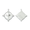 304 Stainless Steel Cabochon Settings for Enamel, Rhombus with Star, Stainless Steel Color, 23.5x21.5x2.3mm, Hole: 1.5mm