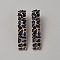 Alloy Rhinestone Stud Earrings for Women, Rectangle, Light Sapphire, 62.5x13.5mm