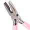 45# Carbon Steel Jewelry Pliers, Chain Nose Pliers, Serrated Jaw and Wire Cutter, Polishing, Pink, 11.45x7.05x0.9cm