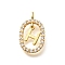 Brass Micro Pave Cubic Zirconia Pendants, Real 18K Gold Plated, Oval with Letter Charms, Letter H, 18.5x11x3.5mm, Hole: 2x1.5mm