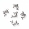 Brass Charms, Long-Lasting Plated, Dolphin, Platinum, 13.5x9x3mm, Hole: 1mm