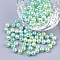 Rainbow ABS Plastic Imitation Pearl Beads, Gradient Mermaid Pearl Beads, Round, Green Yellow, 5.5~6x5~5.5mm, Hole: 1.5mm, about 5000pcs/500g