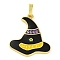 Halloween Theme Brass Enamel Pendants, Cadmium Free & Lead Free, Long-Lasting Plated, Real 18K Gold Plated, Witch Hat, 24x25x2.5mm, Hole: 3.5x6mm
