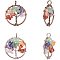 Natural/Synthetic Gemstone Pendants, with Brass Findings, Flat Round with Tree of Life, Mixed Color, 29x5mm, Hole: 2.5mm