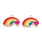 Rainbow Color Pride Alloy Enamel Pendants, Rainbow with Heart Charms, Light Gold, Colorful, 14.5x21x1.5mm, Hole: 2mm