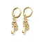 Brass Clear Cubic Zirconia Hoop Earrings, Real 18K Gold Plated, Letter P, 30mm, pendants: 17x8.5x2mm