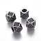 Brass Micro Pave Cubic Zirconia Beads, Polygon, Black, Gunmetal, 6.5~7x6.5~7x6.5~7mm, Hole: 3mm, Diagonal Length: 9mm