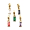 Rectangle 304 Stainless Steel Rhinestone Pendant Decoration, with Lobster Claw Clasps, Ion Plating(IP), Real 14K Gold Plated, Mixed Color, 20mm