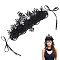 Felt Cloth and Alloy Headwear Crown, with Glass Beads, for Halloween, Black, 1234mm, Flower: 304x175x20mm