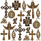 8 Style Tibetan Style Alloy Pendants, Mixed Shapes, Antique Bronze, 13~43.5x9.5~29.5x2~3mm, Hole: 1.2~4mm