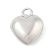 Brass Charms, Cadmium Free & Nickel Free & Lead Free, Heart, Platinum, 10x8.5x4.5mm, Hole: 1.4mm