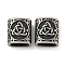 Retro 304 Stainless Steel Slide Charms, Rectangle with Knot Engraved Pattern, Antique Silver, 12x11x7mm, Hole: 8.5x4.5mm
