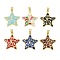 Brass Pendants, with Enamel, Star Charms, Cadmium Free & Lead Free, Rack Plating, Long-Lasting Plated, Real 18K Gold Plated, Mixed Color, 28x27x3mm, Hole: 4x6mm