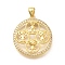 Rack Plating Brass Micro Pave Cubic Zirconia Pendants, Long-Lasting Plated, Lead Free & Cadmium Free, Flat Round Charms, Real 18K Gold Plated, 27x24.5x4mm, Hole: 5x3mm