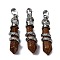 Synthetic Goldstone Pendants, Brass Charms, Lead Free & Cadmium Free, 46~47x11~12x11mm, Hole: 8x5mm