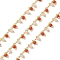 Brass & Glass Link Chain, with Spool, Long-Lasting Plated, Cadmium Free & Lead Free, Soldered, Real 18K Gold Plated, Mixed Color, 3x2x1mm